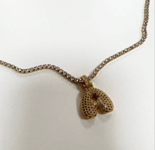 Diamond 'D' Bubble Letter Pendant Necklace